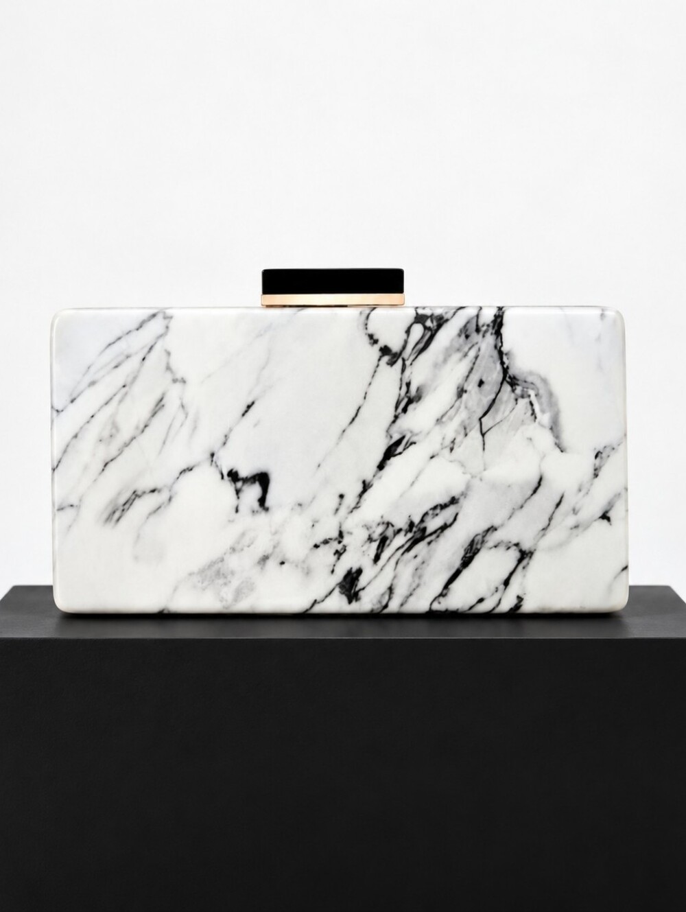 Sondra Roberts Marble Pattern Black White Clutch Purse Crossbody